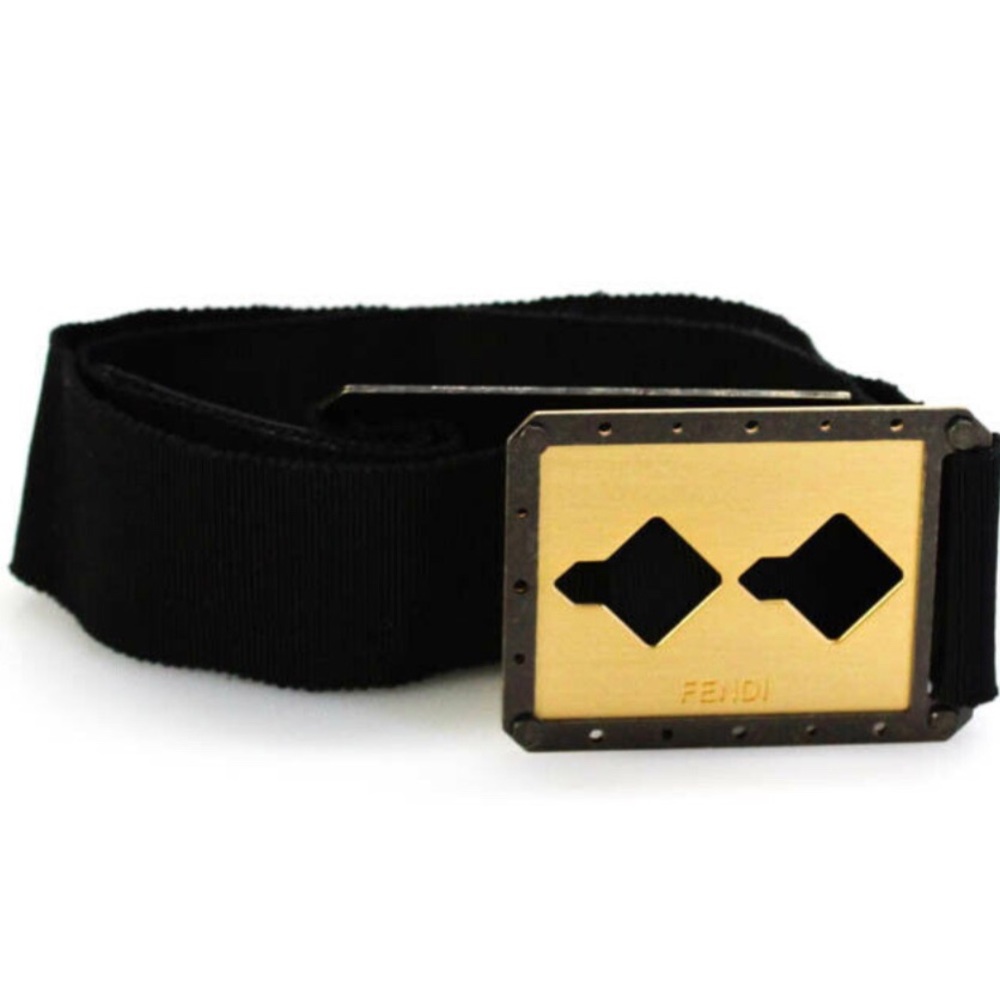 FENDI WOMENS METAL GOLD TONE BELT BLACK SIZE SMALL